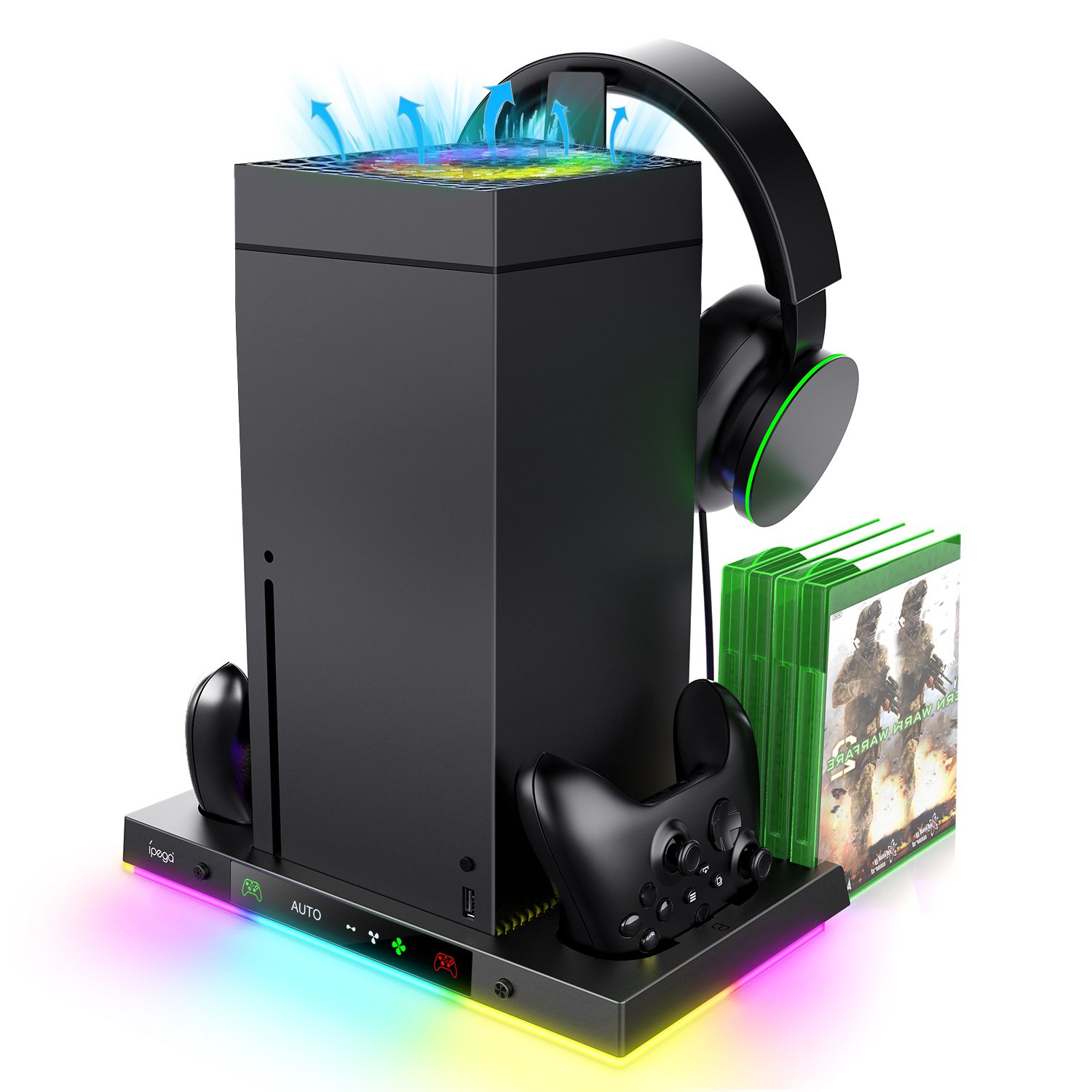 iPega XBX024S Multifunkcionális töltő RGB állvány Xbox-hoz hűtéssel tok-0