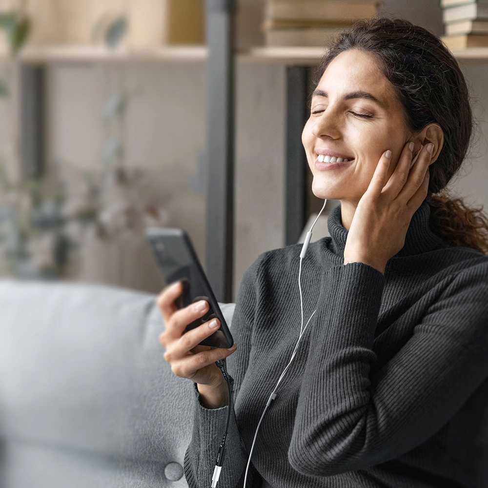 Type-C Férfi - Jack 3.5mm Női Acefast Audio Adapter (J12), Plug & Play, Magas hűségű hang, Nincs késés, 15cm - Fekete-4