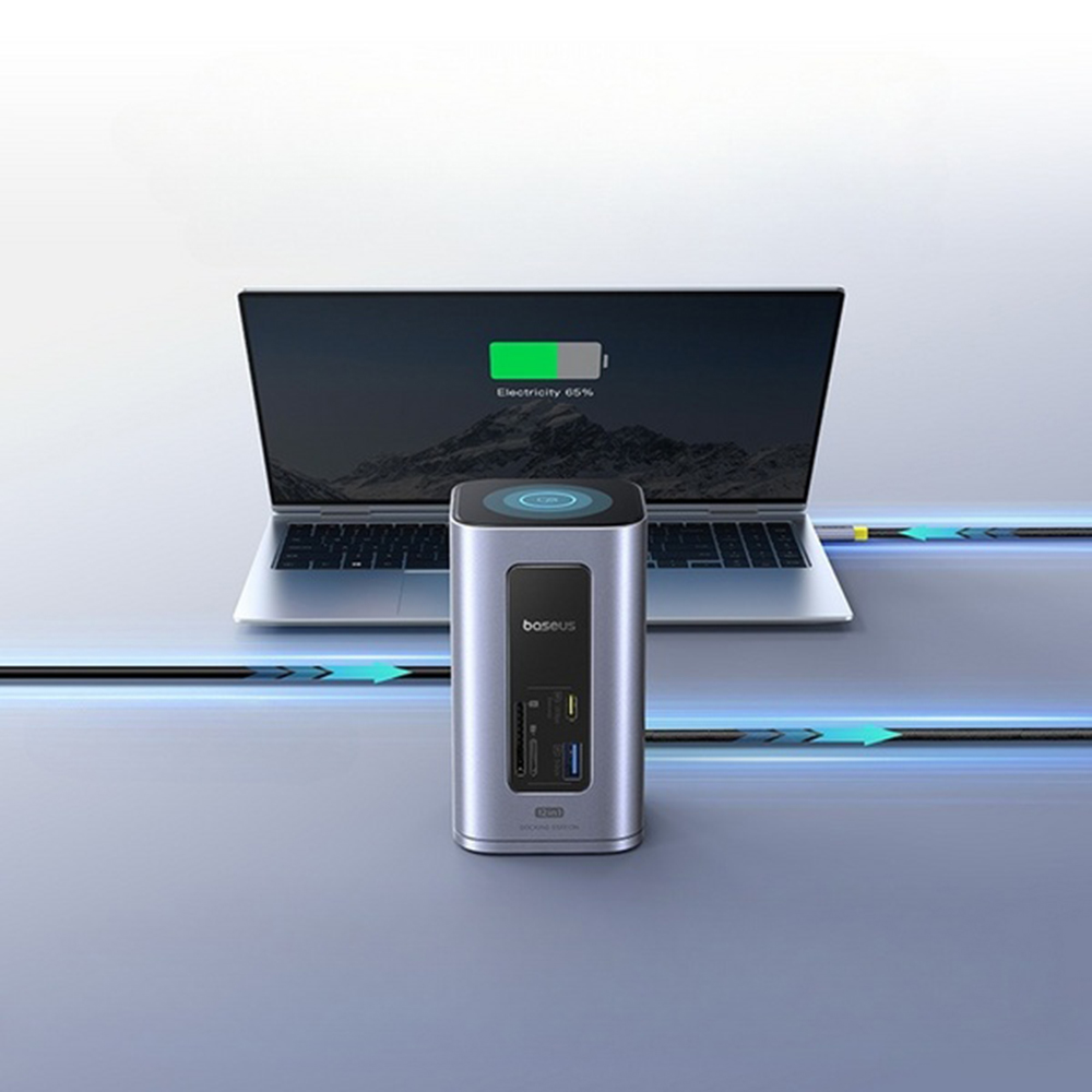 Baseus Dokkoló Állomás NU1 Air Spacemate - USB-C - 2x HDMI, 3x USB-C, 4x USB, RJ45, SD/TF - Űrszürke-5