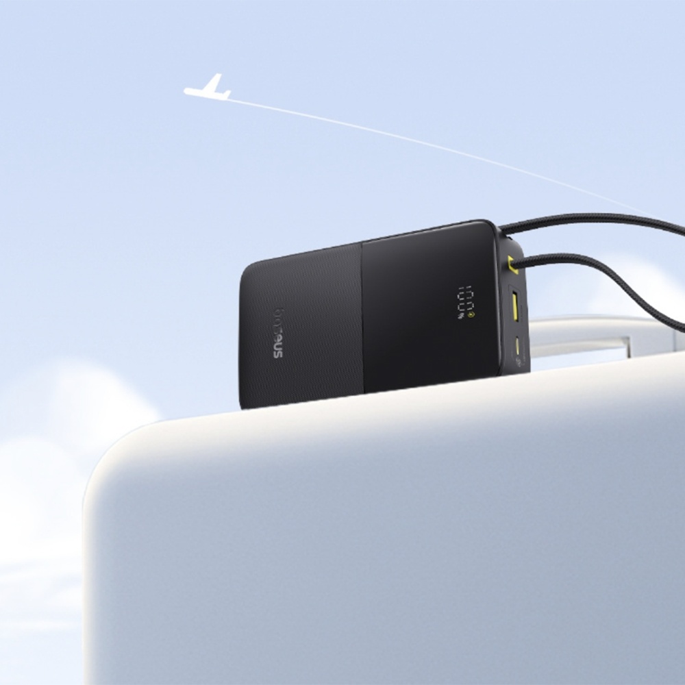 Baseus - EnerFill Bipow2 Pro Power Bank (E0027701) - beépített USB-C kábellel, 20000mAh, 22.5W, digitális kijelző - Kozmikus Fekete-5