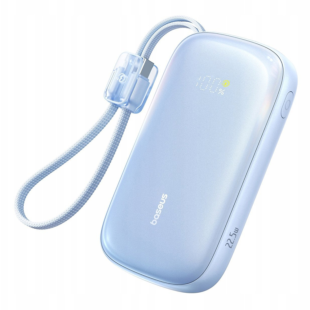 Baseus EnerFill FC21 Qpow 3 Ultra Power Bank levehető kábellel, 10000mAh, 22.5W, digitális kijelző - Galaxy Blue-0