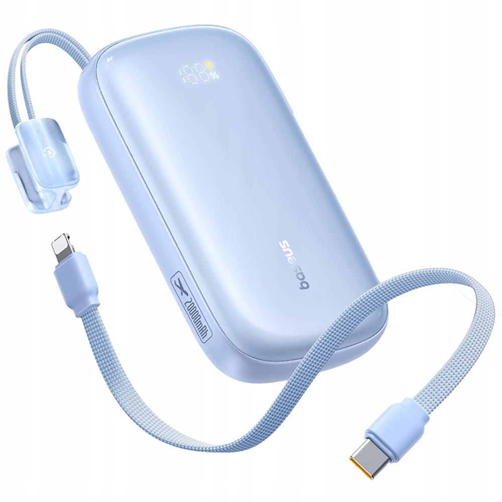 Baseus EnerFill FC21 Qpow 3 Ultra Power Bank levehető kábellel, 10000mAh, 22.5W, digitális kijelző - Galaxy Blue-1