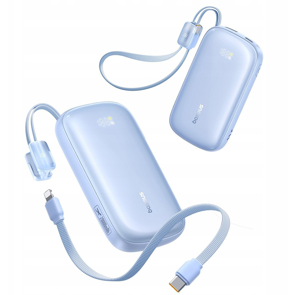 Baseus EnerFill FC21 Qpow 3 Ultra Power Bank levehető kábellel, 10000mAh, 22.5W, digitális kijelző - Galaxy Blue-3