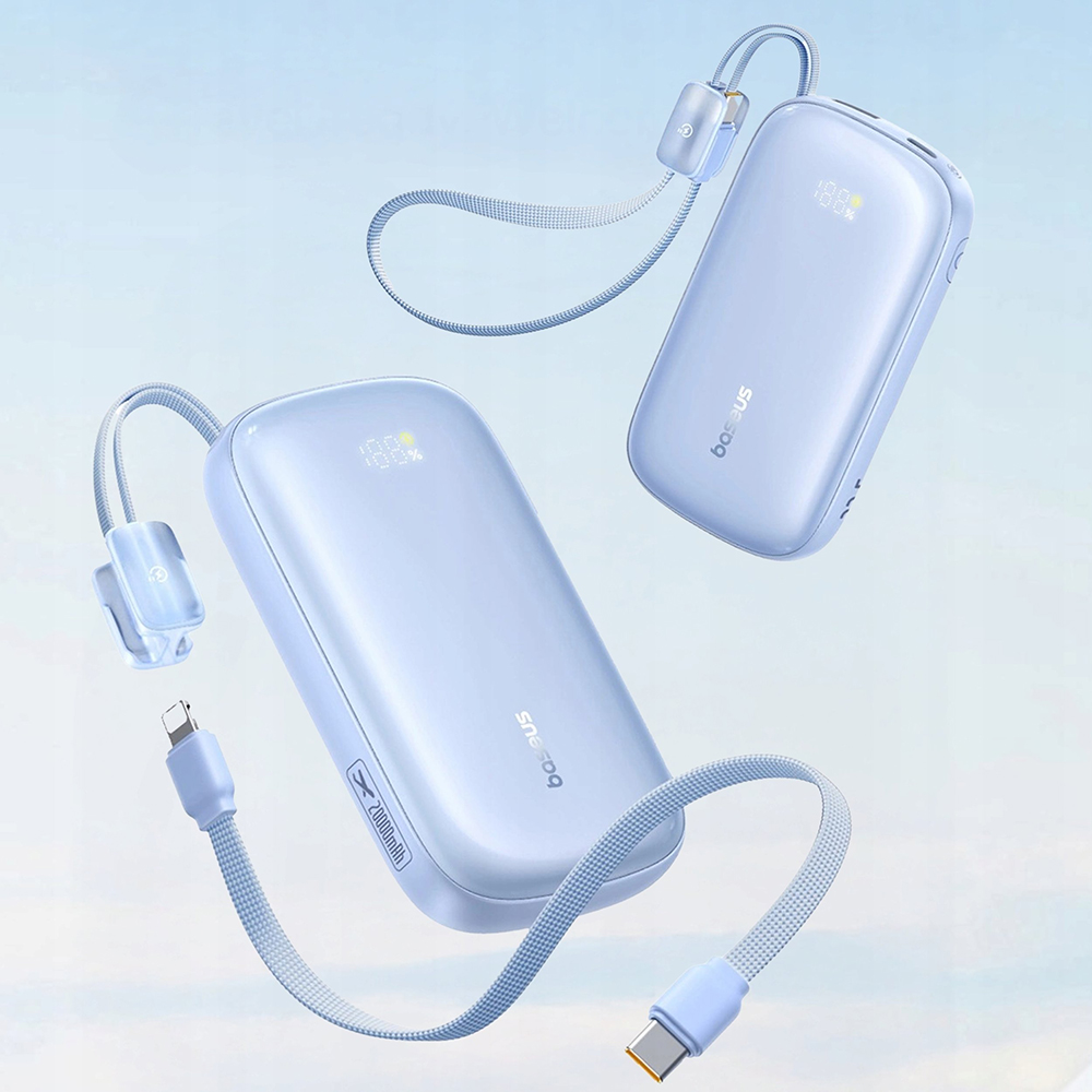 Baseus EnerFill FC21 Qpow 3 Ultra Power Bank levehető kábellel, 10000mAh, 22.5W, digitális kijelző - Galaxy Blue-5