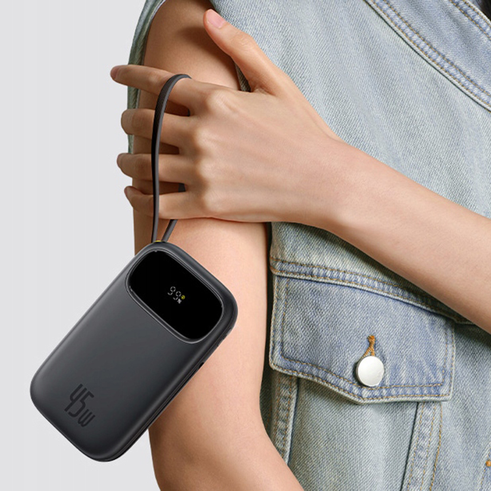 Baseus Power Bank EnerFill FC31 Qpow 3 (E0028C01) USB-C/Lightning kábelekkel, 10000mAh, 45W, Digitális Kijelző - Hold Fehér-3