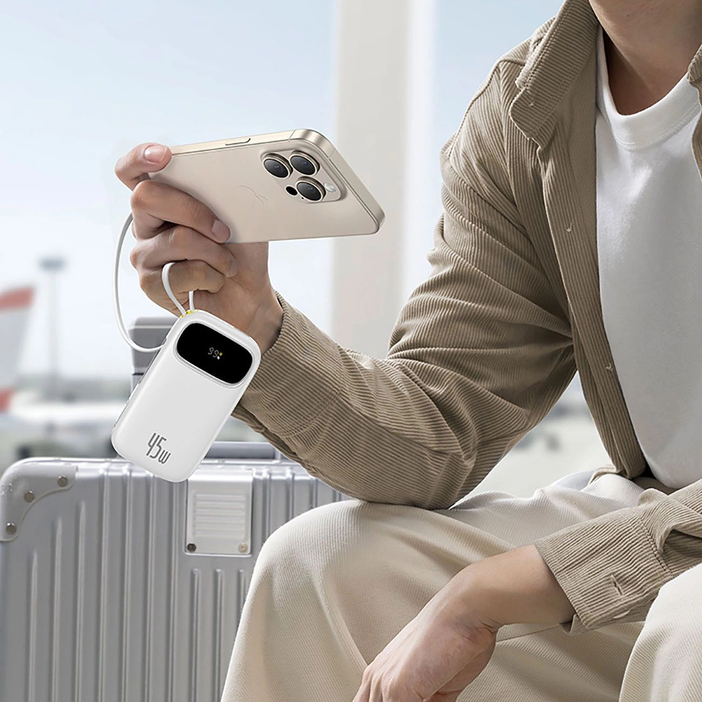 Power Bank Baseus EnerFill FC31 Qpow 3 (E0028C03) - USB-C/Lightning kábelekkel, 10000mAh, 45W, digitális kijelző - Galaxy Kék-1