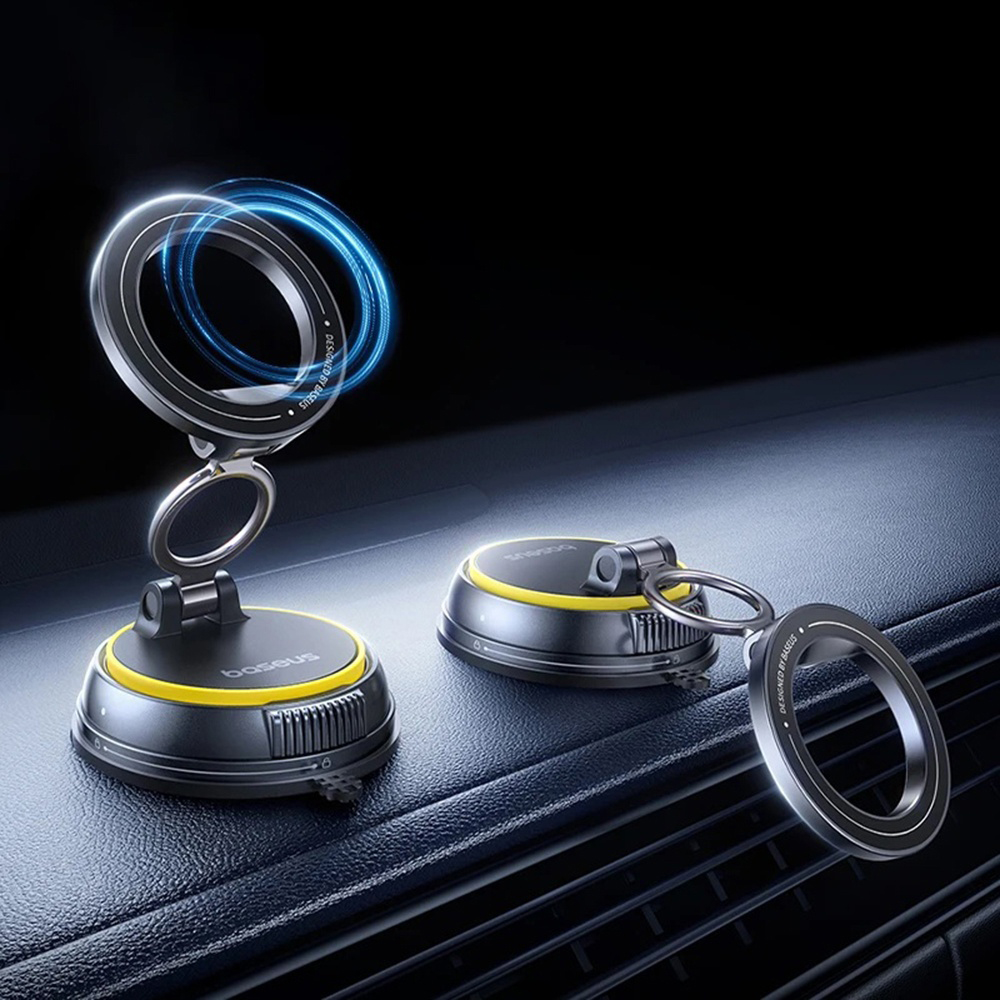 Baseus PrimeTrip VC2 Flex (C0013803) mágneses autós tartó műszerfalra/szélvédőre, összecsukható, állítható, vákuumzáras - Fekete-1