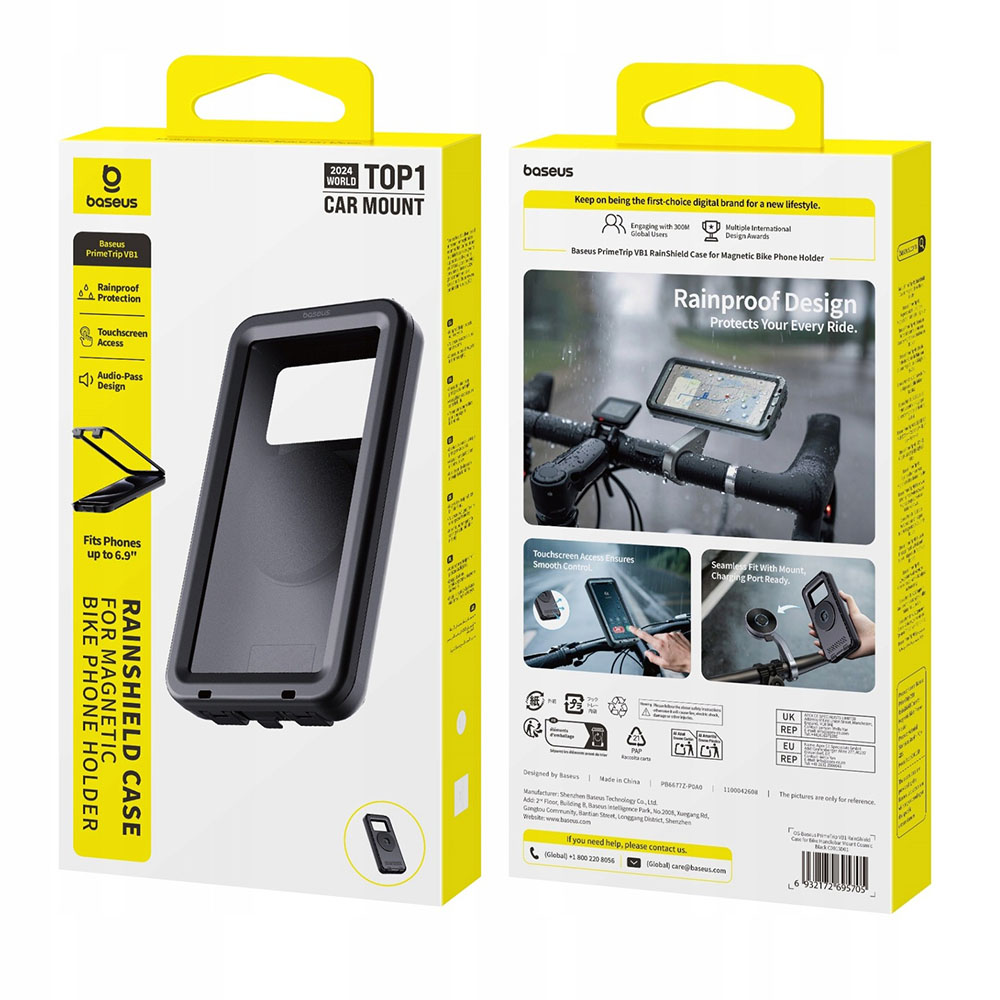 Baseus - Kerékpártartó PrimeTrip VB1 RainShield (C0013D01) - Mágneses tartás, Állítható, Lopásgátló rendszer - Kozmikus fekete-6