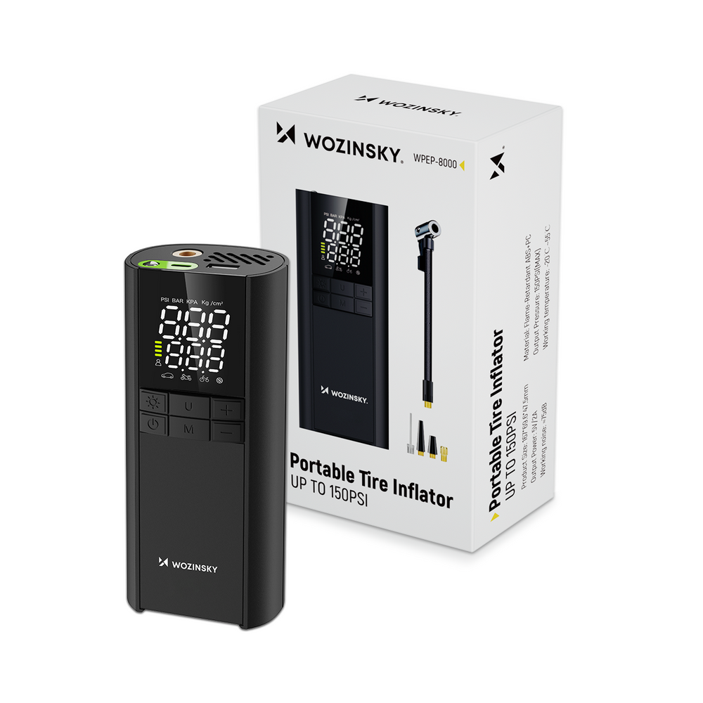 Wozinsky WPEP-8000 kompresszor, elektromos pumpa, 8000mAh power bank, zseblámpa - fekete-15