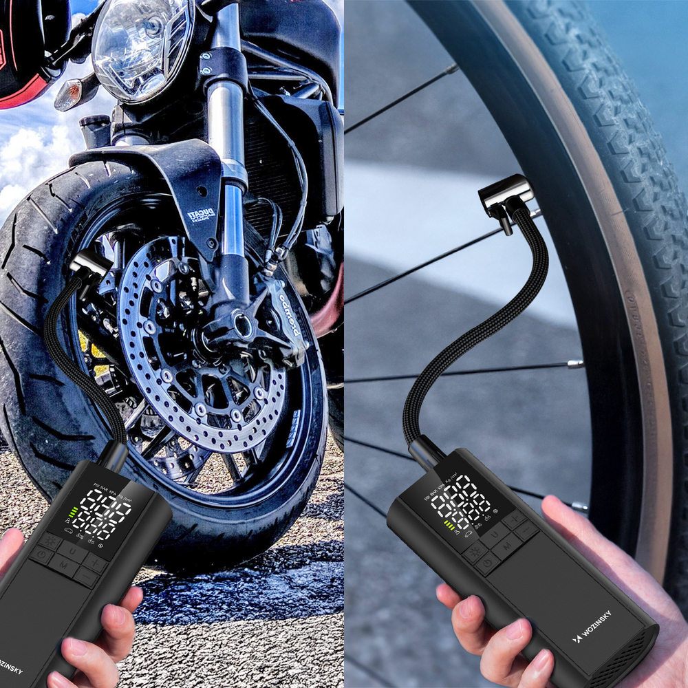 Wozinsky WPEP-8000 kompresszor, elektromos pumpa, 8000mAh power bank, zseblámpa - fekete-1