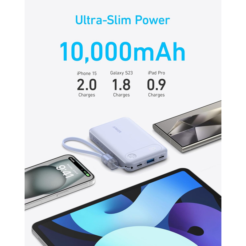 Powerbank Anker PowerCore, 10000mAh, 22.5W, QC + PD, Fekete A1257G11-2