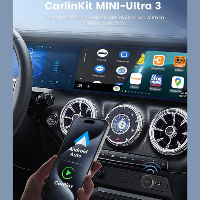 Wireless Carplay / Android Auto Adapter Carlinkit Mini Ultra3 tok, Apple iPhone / Android sorozat, Fekete-2
