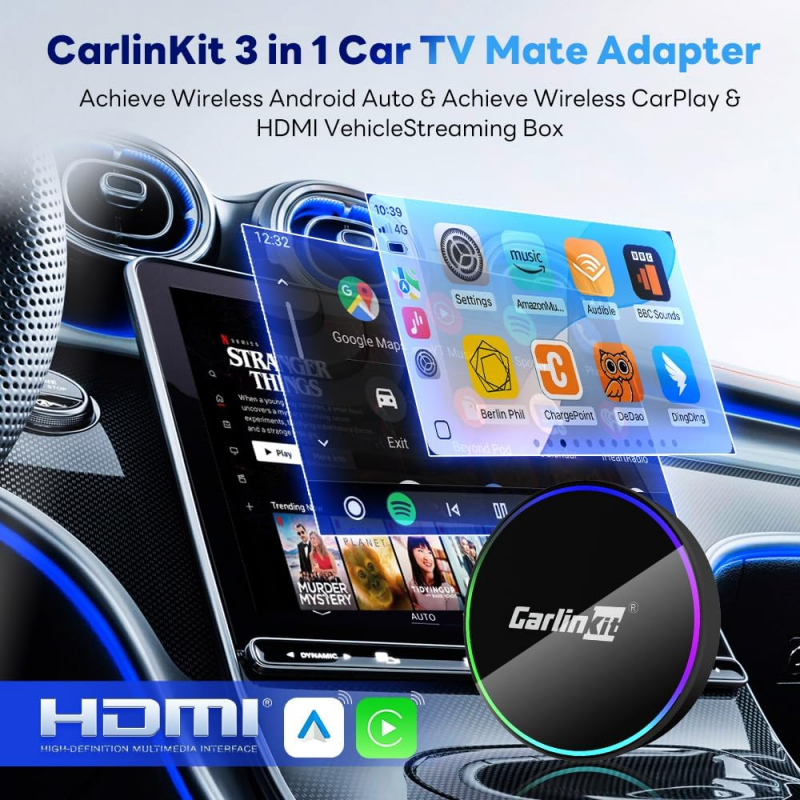 Vezeték nélküli Carplay / Android Auto Adapter Carlinkit HD2CP Pro, Fekete-1