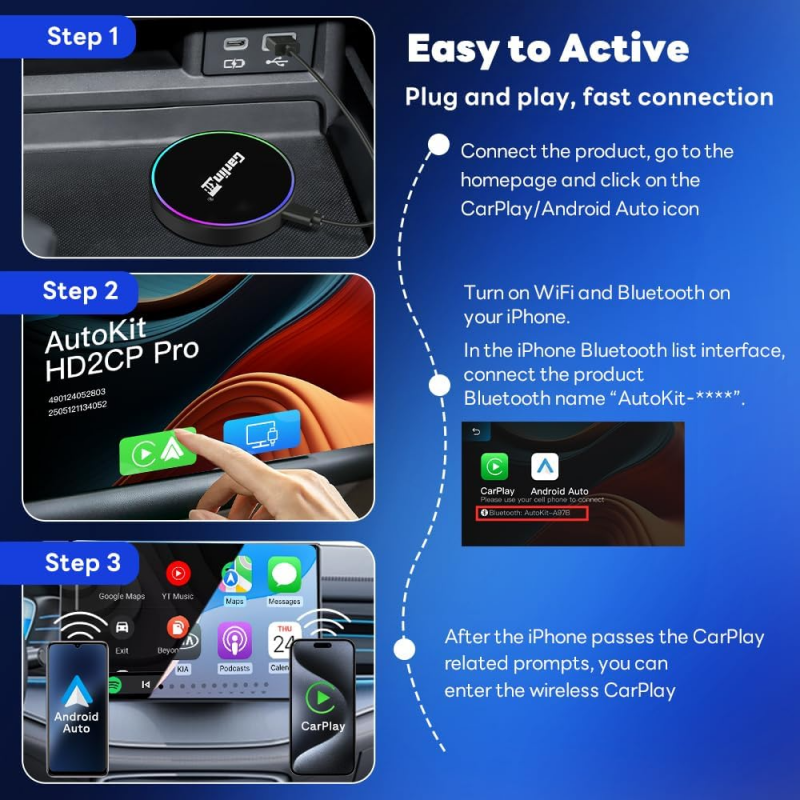 Vezeték nélküli Carplay / Android Auto Adapter Carlinkit HD2CP Pro, Fekete-5
