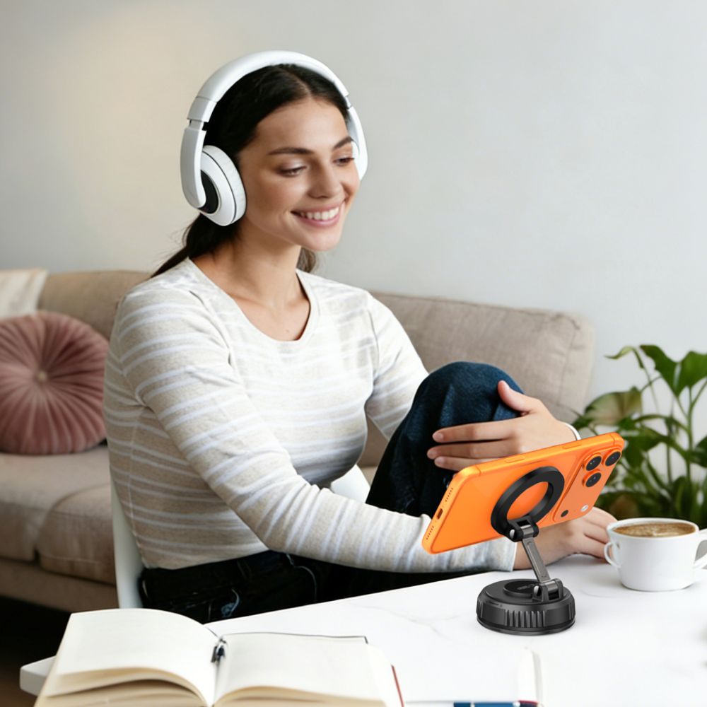 Tech-protect N61 mágneses Magsafe szélvédő és műszerfal autós telefontartó Fekete-5