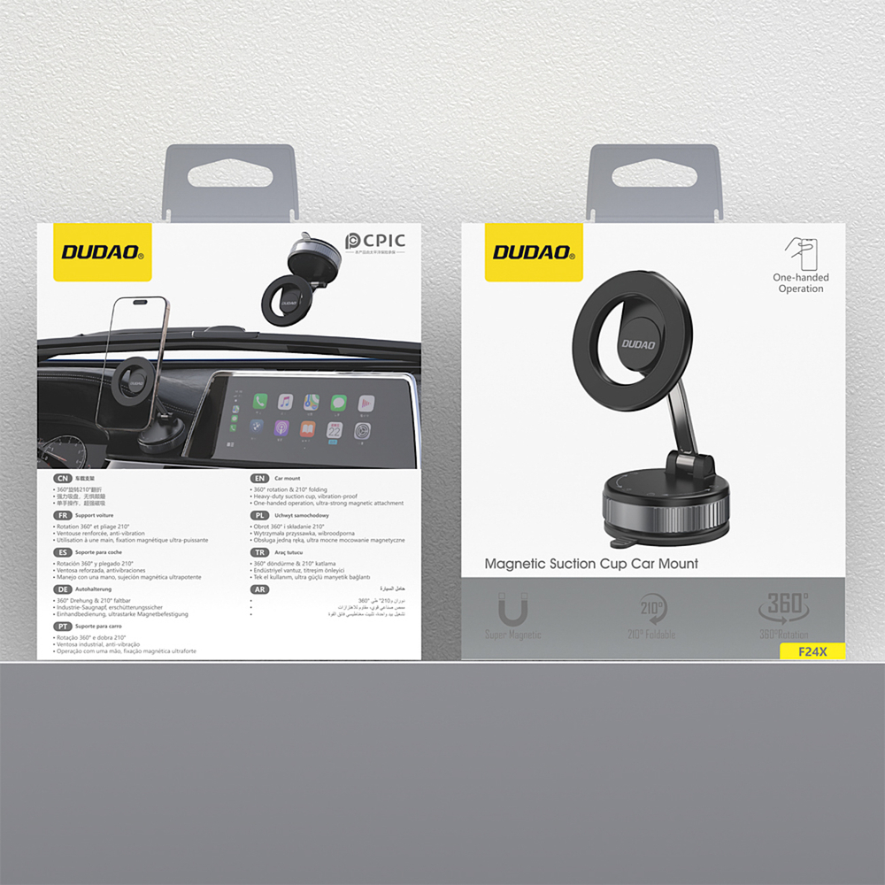 Dudao F24X MagSafe Kompatibilis Autós Tartó Tapadókoronggal - Fekete-7