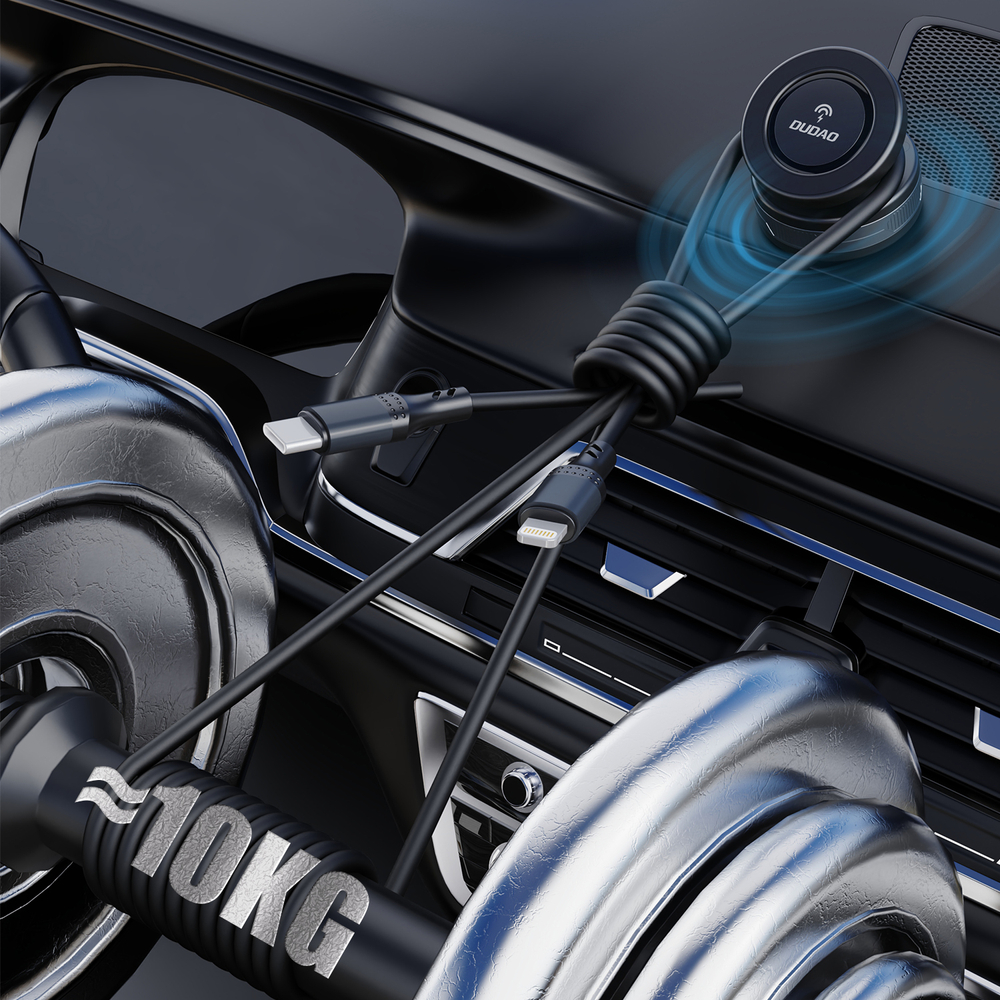 Dudao F24MAX autós telefontartó 15W vezetéknélküli töltéssel, MagSafe kompatibilis, automata tapadókoronggal - fekete-4