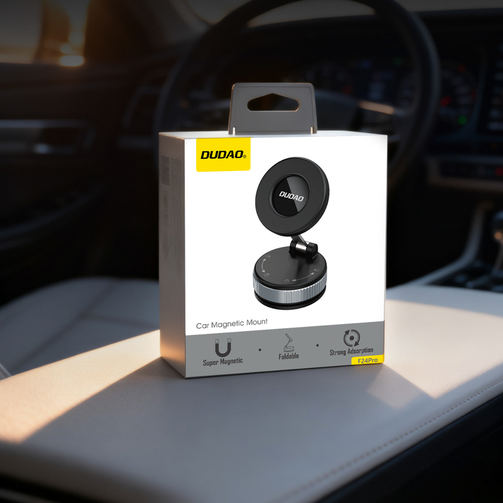 Dudao F24PRO MagSafe Kompatibilis Autós Tartó Szélvédőre vagy Műszerfalra Tapadókoronggal - Fekete-6