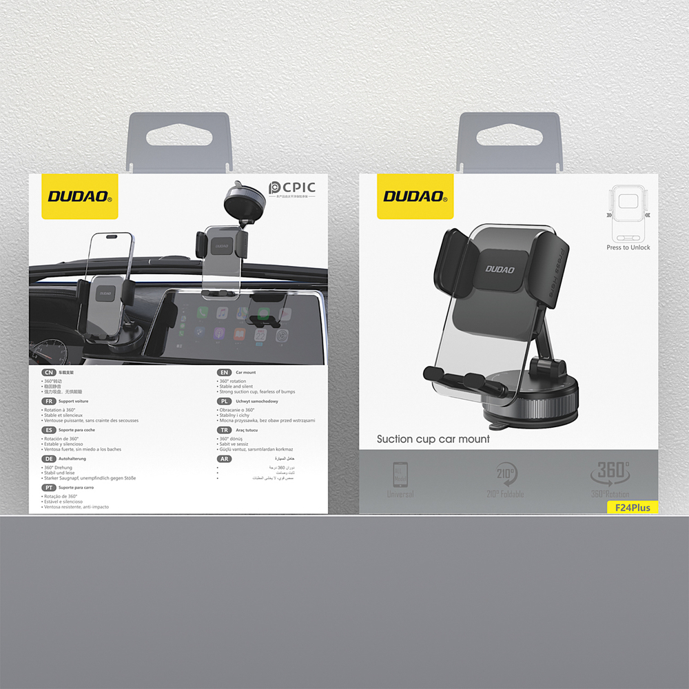 Dudao F24PLUS műszerfalra erősíthető autós telefontartó tapadókoronggal - Fekete-7