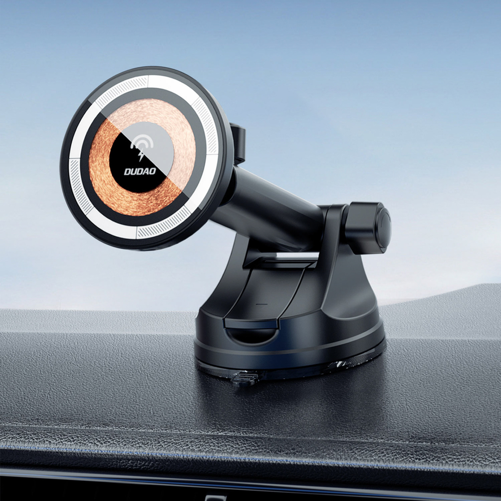 Dudao F12MAX+ autós tartó 15W vezeték nélküli töltővel, Magsafe kompatibilis - Fekete-9