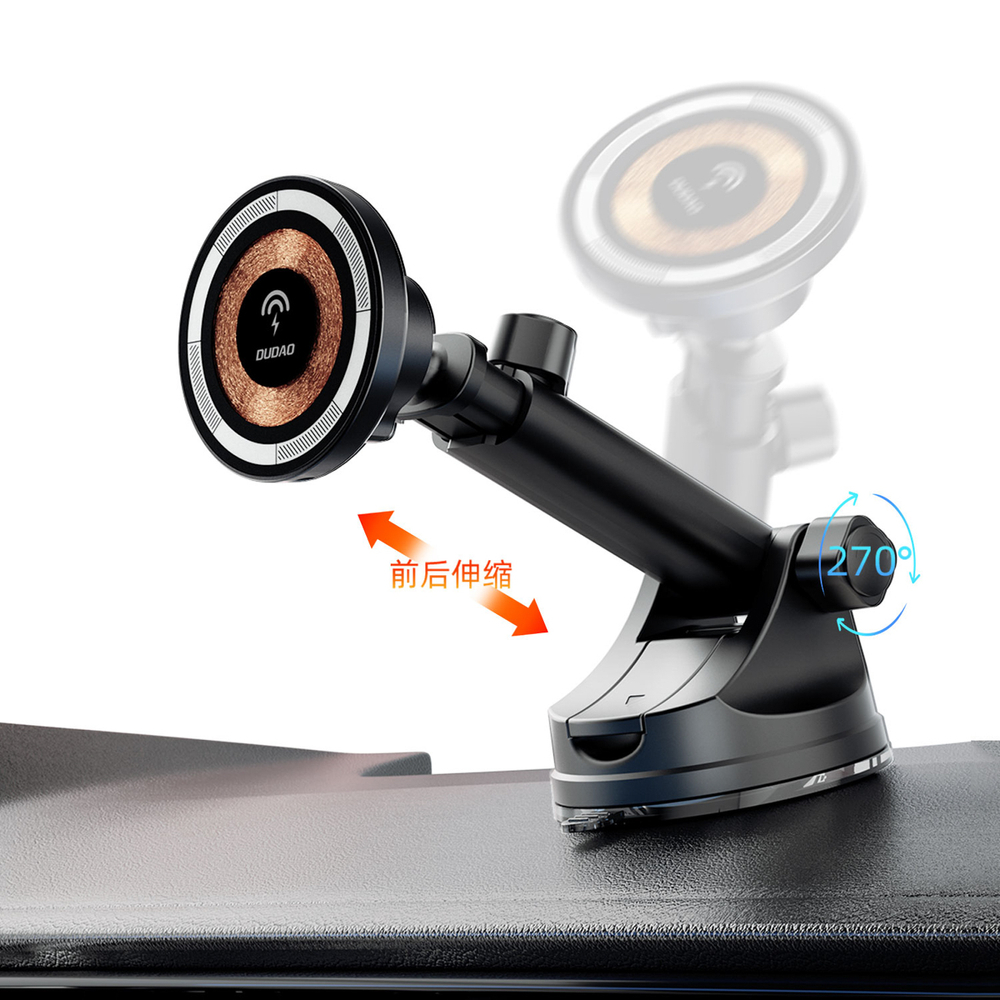 Dudao F12MAX+ autós tartó 15W vezeték nélküli töltővel, Magsafe kompatibilis - Fekete-1