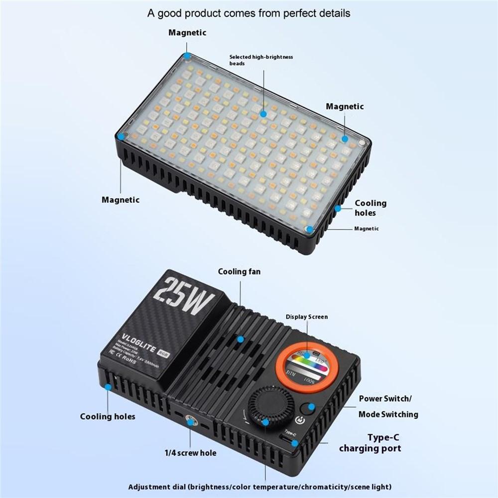 LED videólámpa RGB videólámpa 25W VLOGLITE K25RGB-6