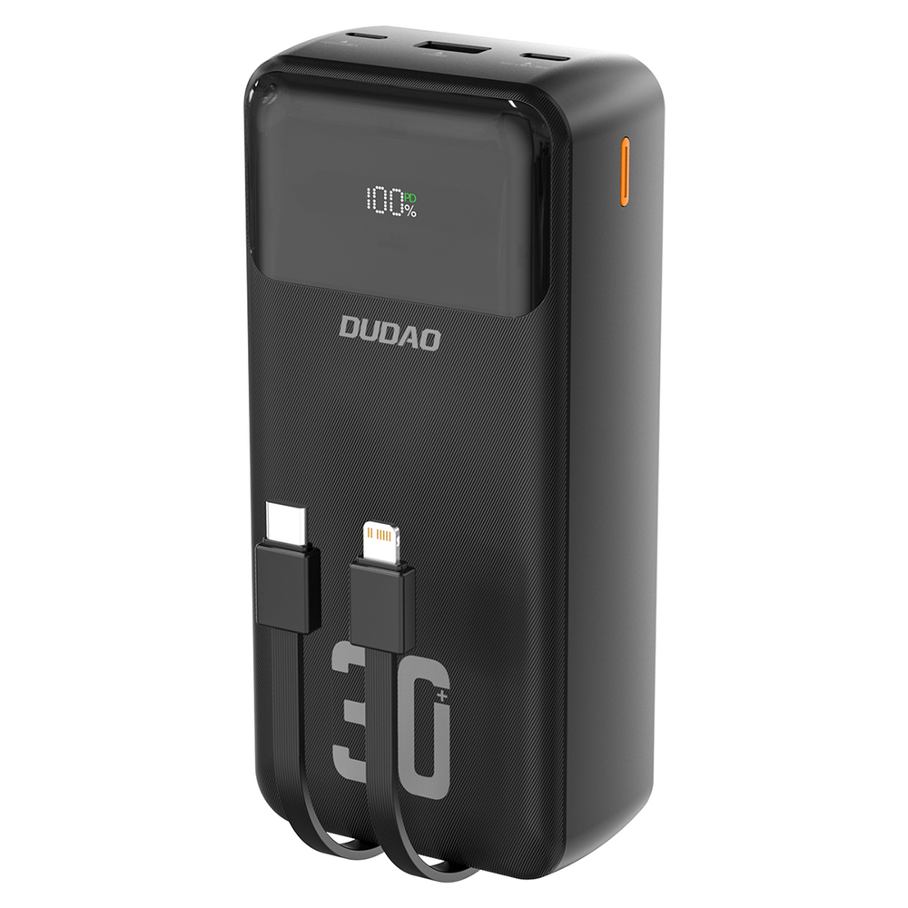 Dudao K15MAX 30000mAh PD 22.5W Powerbank beépített kábelekkel - Fekete-0