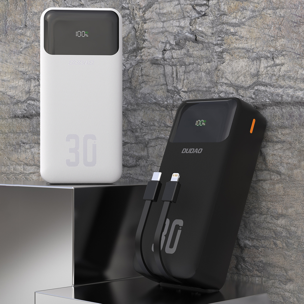 Dudao K15MAX 30000mAh PD 22.5W Powerbank beépített kábelekkel - Fekete-2