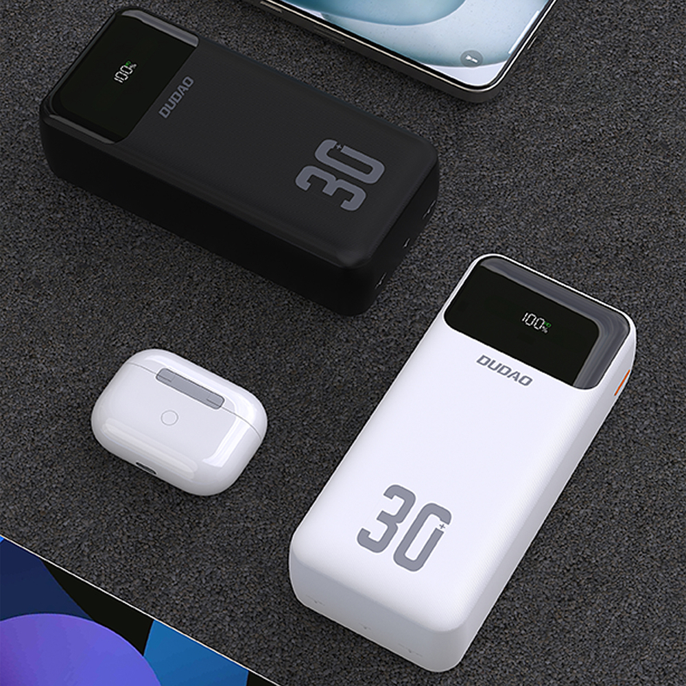 Dudao K15MAX 30000mAh PD 22.5W Powerbank beépített kábelekkel - Fekete-5