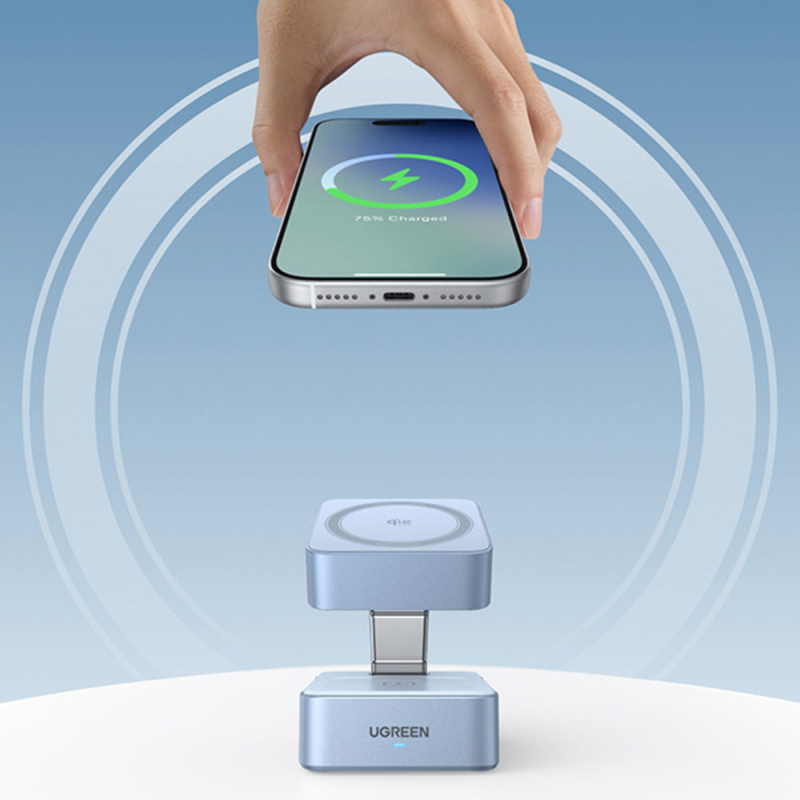 UGREEN W752 2in1 vezeték nélküli töltő állomás, 35W, 3A, 1 x USB-C, kék-6