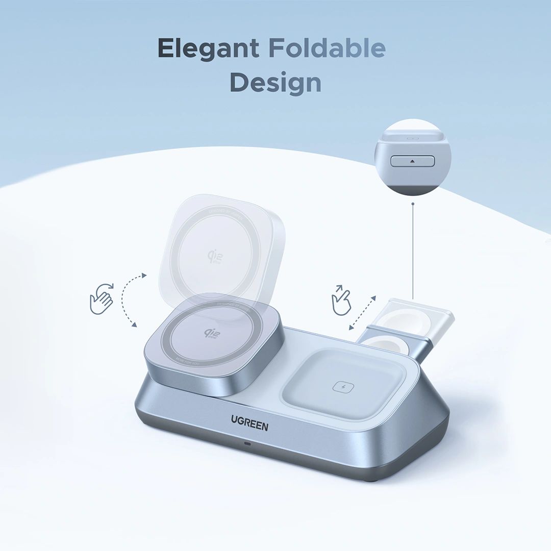 UGREEN W711 3in1 vezeték nélküli töltőállomás, 25W, 1.67A, kék-7
