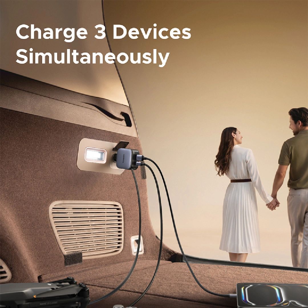 UGREEN EC604 (55910B) Nexode autós töltő, 145W, 3A, 1 x USB-A - 2 x USB-C, USB-C kábellel, fekete-2