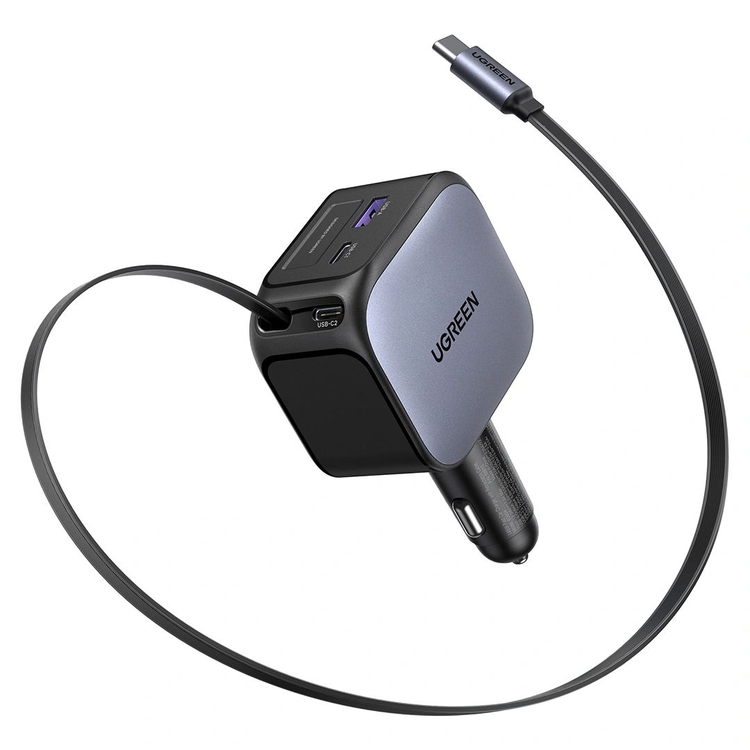 UGREEN EC604 (55910B) Nexode autós töltő, 145W, 3A, 1 x USB-A - 2 x USB-C, USB-C kábellel, fekete-5