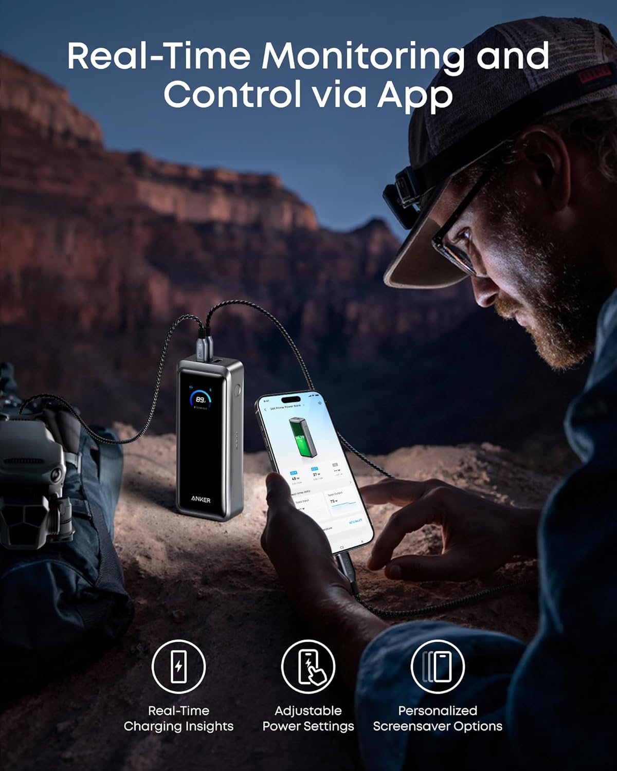 Powerbank Anker Prime, 26250mAh, 300W, QC + PD, Fekete A110AH11-5