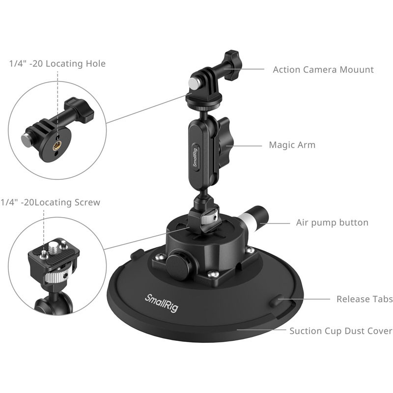 Smallrig 5856 15 cm Suction Cup Mount for Action Cameras-1
