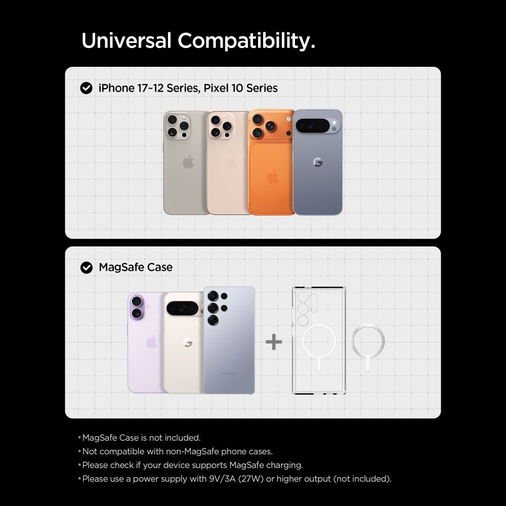 SPIGEN EV15MAQ ESSENTIAL MAGNETIKUS MAGSAFE AUTÓS TELEFONTARTÓ VEZETÉK NÉLKÜLI TÖLTŐ 15W Qi2 FEKETE-6