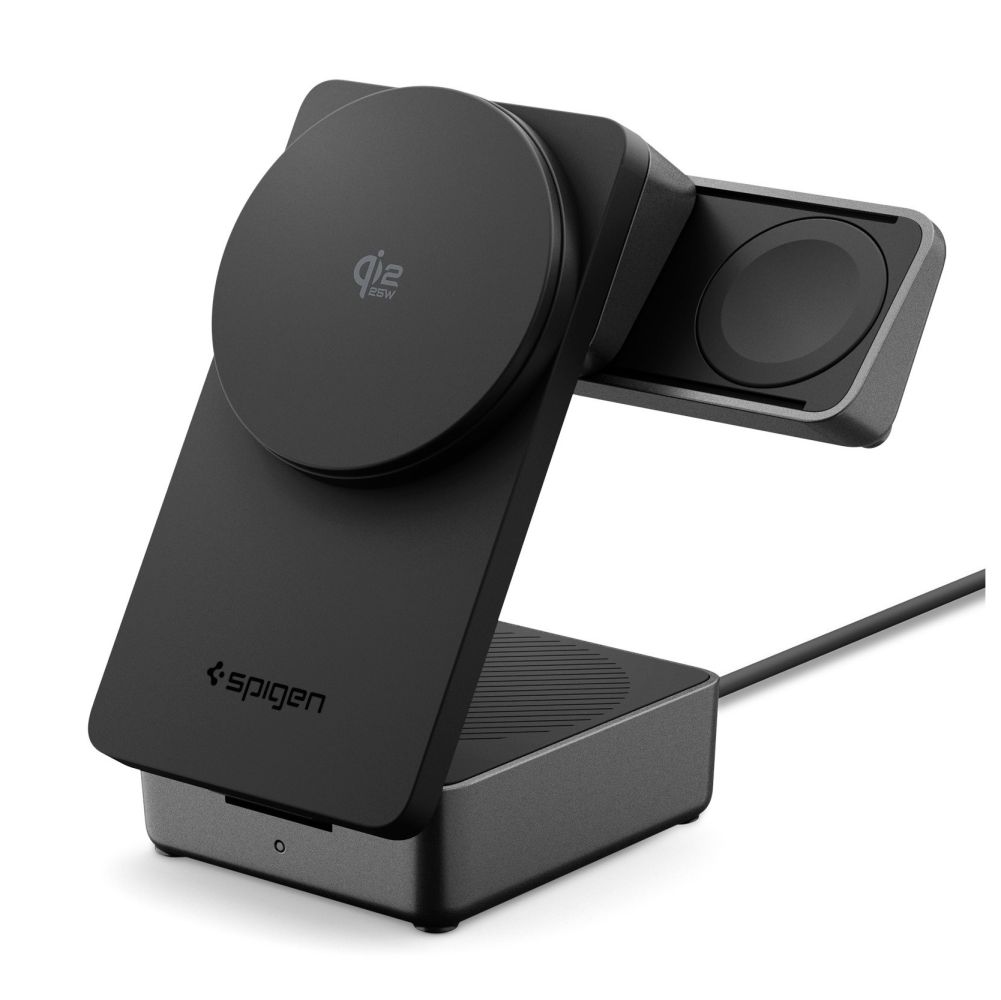 Spigen Essential EF323MQ 3in1 Mágneses MagSafe Vezeték nélküli töltőállomás 25W Qi2.2 Fekete-0