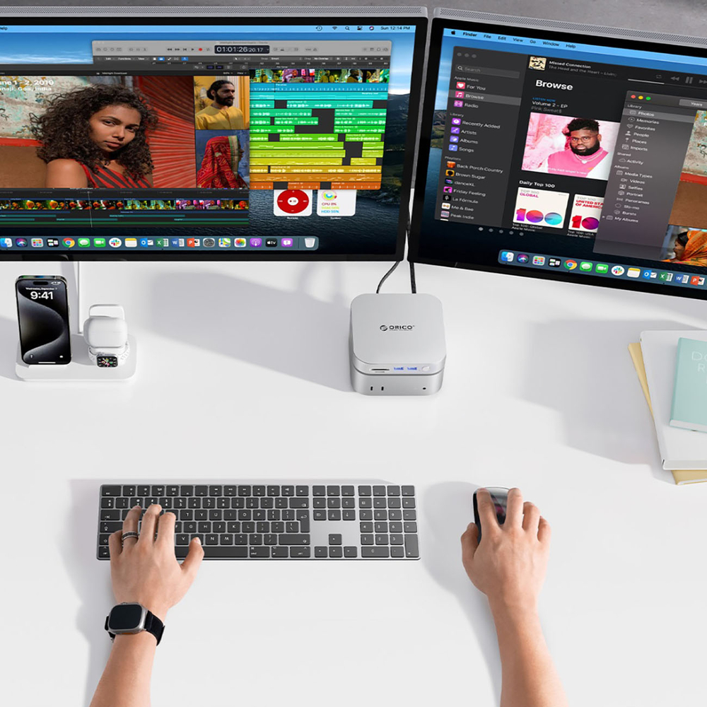 Orico MiniLink 9 az 1-ben dokkolóállomás M.2 SSD merevlemez rekesszel - ezüst-3