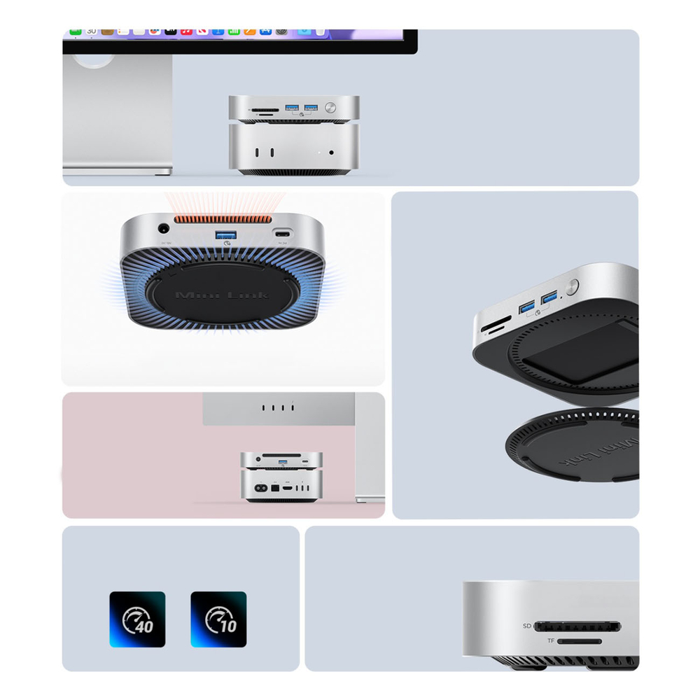 Orico MiniLink 9 az 1-ben dokkolóállomás M.2 SSD merevlemez rekesszel - ezüst-2