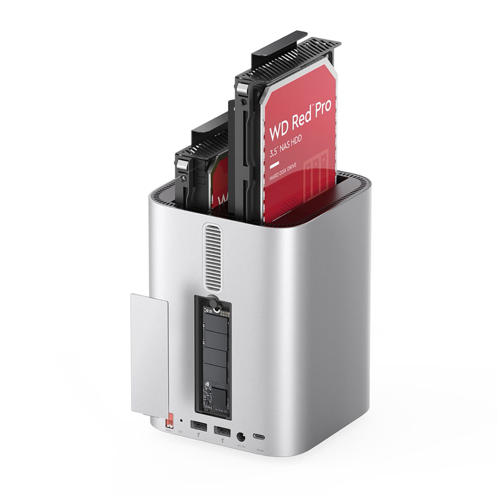 Orico MiniTower Dokkolóállomás Merevlemeztálcákkal akár 56TB-ig - Ezüst-7