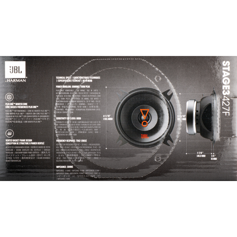 Autós Hangszóró JBL Stage3 427, 30W RMS, 102.4mm, 2-darabos készlet JBLSTAGE3427F-2