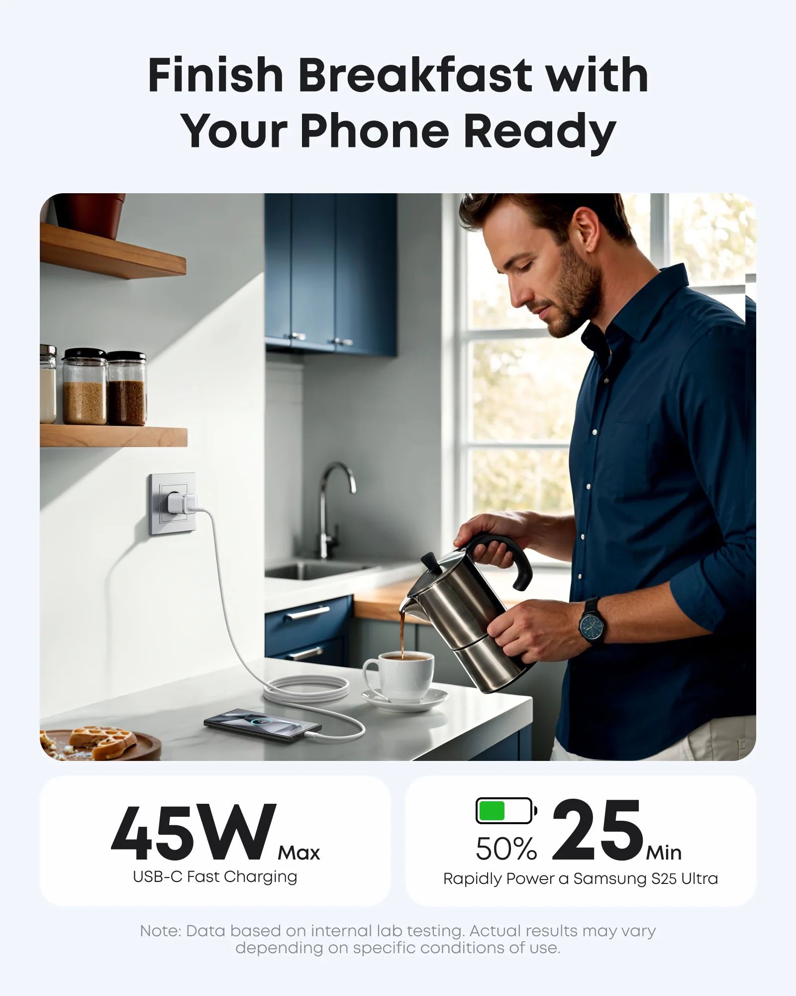 Fali Töltő Anker Nano, 45W, 3A, 1 x USB-C Fehér A2692L21-1