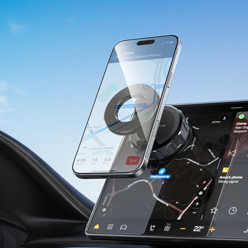 Autós tartó BH140 Gloria vákuumos, mágneses, szélvédőre fekete-7