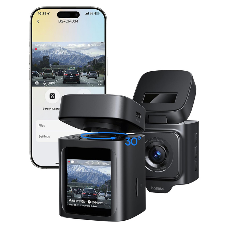 Baseus PrimeTrip VD1 autós kamera, 3K, Wi-Fi, GPS, 1.54 hüvelykes LCD, fekete C10669000123-00-5