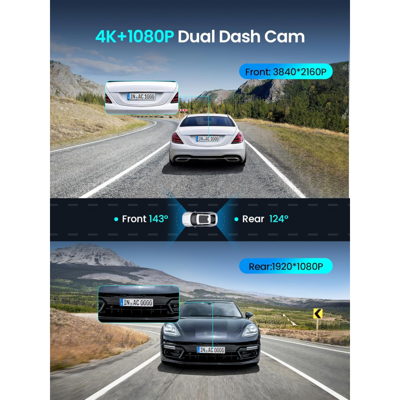 Dash + Hátsó Kamera DDPAI Z50 Pro Dual, 4K, Wi-Fi, GPS, 3inch LCD, Fekete-2