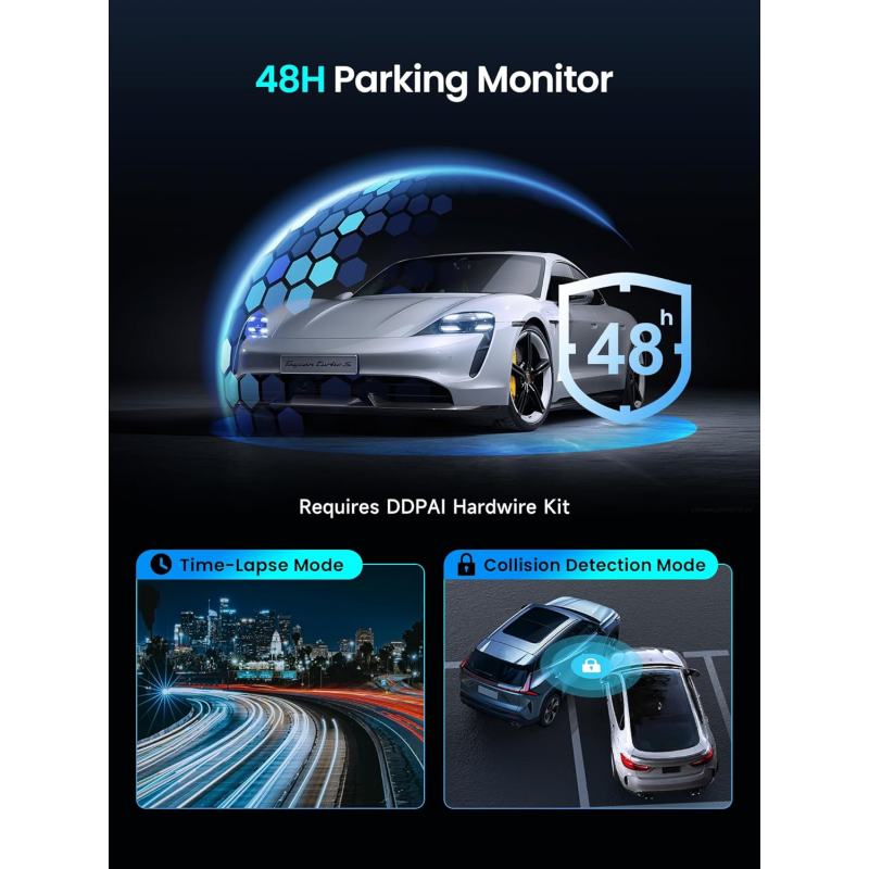 Dash + Hátsó Kamera DDPAI Z50 Pro Dual, 4K, Wi-Fi, GPS, 3inch LCD, Fekete-5