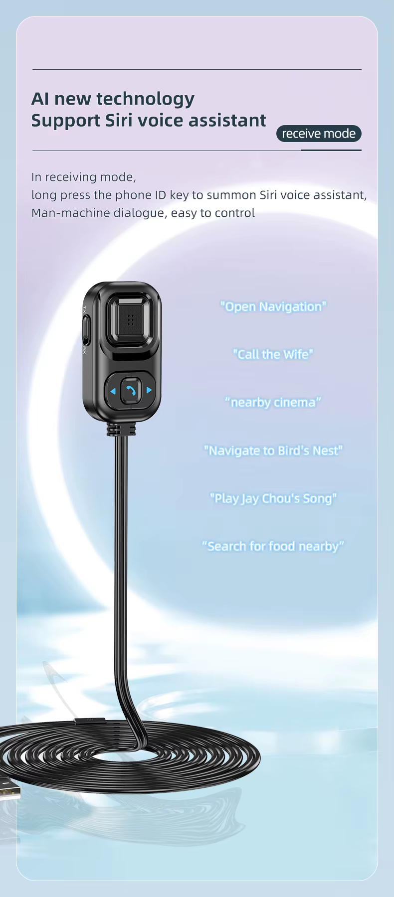 HIGI C5 Bluetooth 5.0 vezeték nélküli audió adapter, autós kihangosító és zenelejátszó funkcióval-3