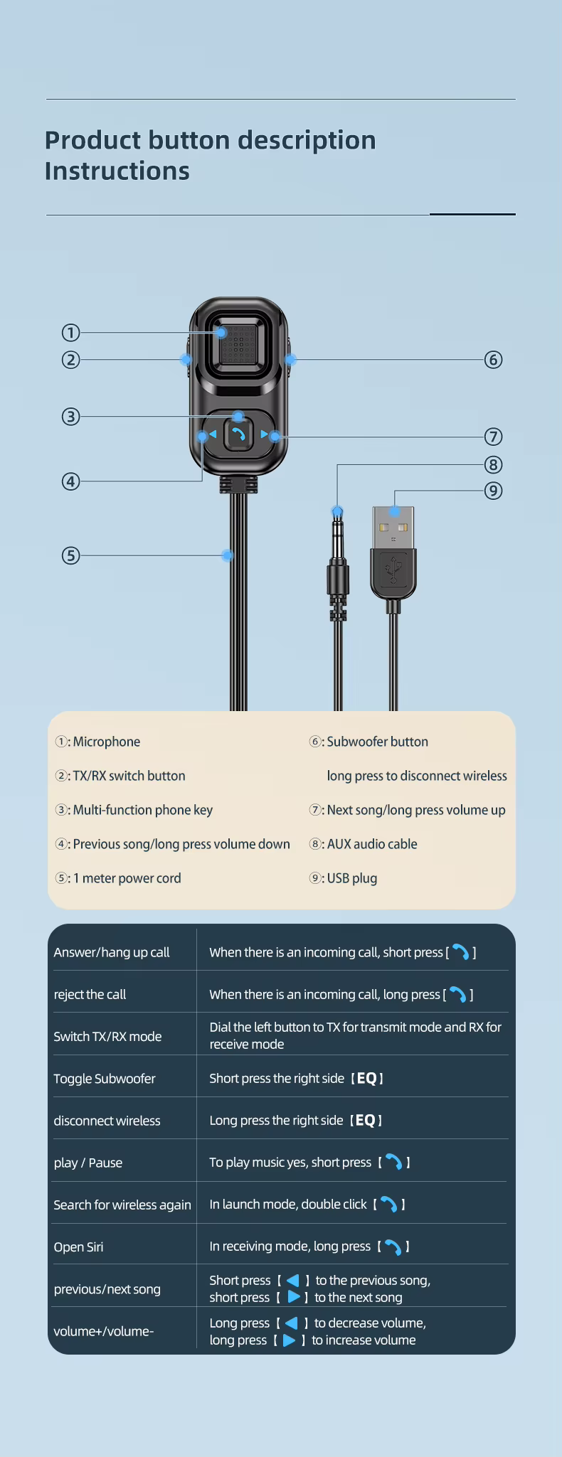 HIGI C5 Bluetooth 5.0 vezeték nélküli audió adapter, autós kihangosító és zenelejátszó funkcióval-4