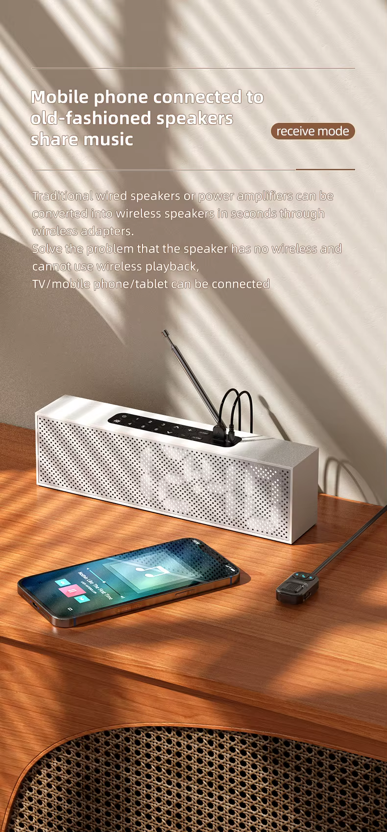 HIGI C5 Bluetooth 5.0 vezeték nélküli audió adapter, autós kihangosító és zenelejátszó funkcióval-8