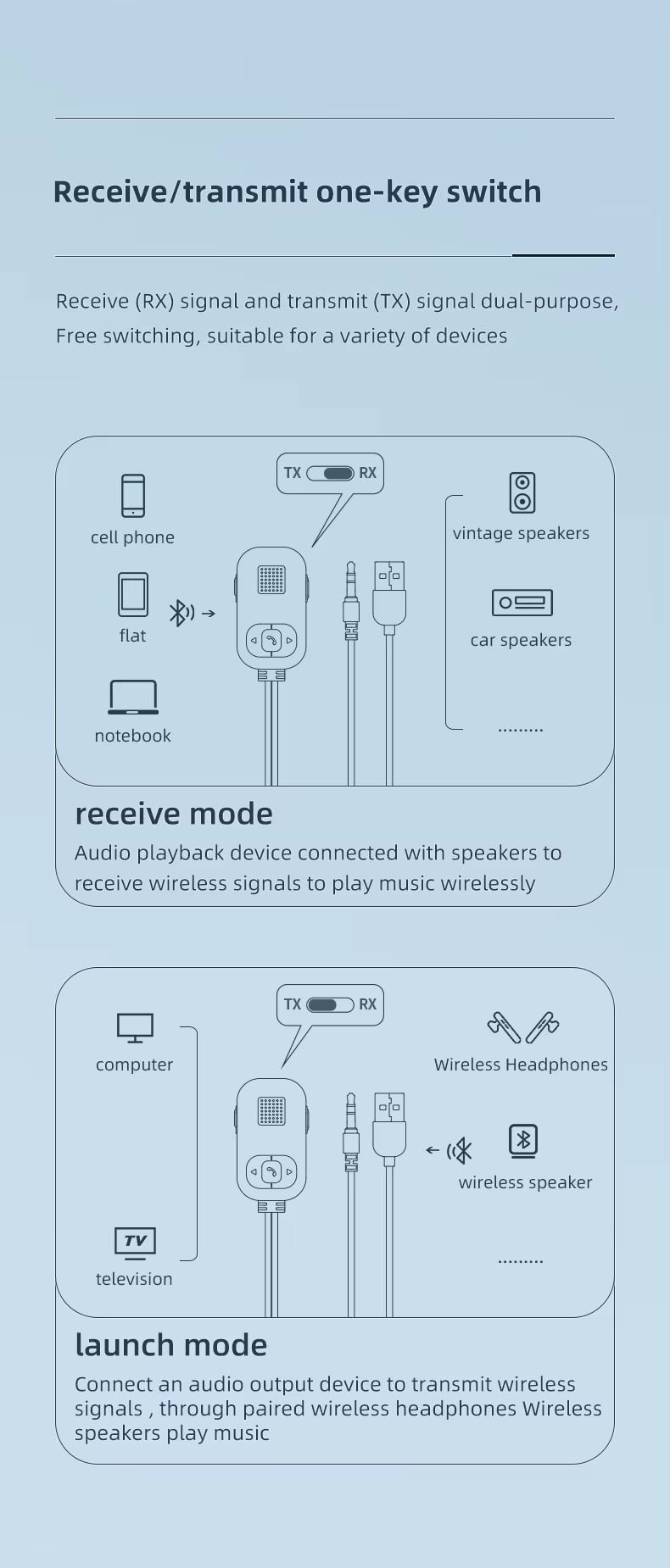 HIGI C5 Bluetooth 5.0 vezeték nélküli audió adapter, autós kihangosító és zenelejátszó funkcióval-9